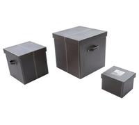 Orsina Versatile Set Of Three Bown Faux Leather Storage Boxes, Elegant Faux Leather Box, Lightweight Storage Box