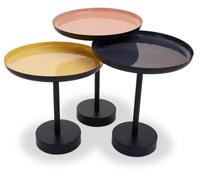 Orsina Versatile Set Of Three Gold And Black Tray Tables, Elegant Sitting Room Table, Durable Statement Side Table