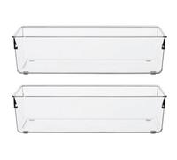 Orsina Versatile Set Of Two Small Kitchen Organisers, Integrated Handle Narrow Storage Boxes, Versatile Boxes