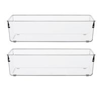 Orsina Versatile Set Of Two Small Kitchen Organisers, Integrated Handle Narrow Storage Boxes, Versatile Boxes in Clear Orsina Clear