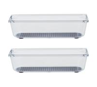 Orsina Versatile Small Set Of Two Kitchen Organisers With Rubber Insert, Integrated Handle Boxes, Versatile Boxes in Clear Orsina Clear