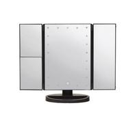 Orsina Versatile Tri Fold Black Led Table Mirror, Tri Fold Design Table Mirror, Portable Small Table Mirror