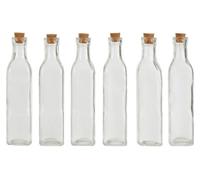 6x Tromso 250ml Square Glass Bottle Milk Juice Liquid Jar Cork Lid Stopper