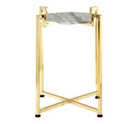 Orsina Versatile White Marble Side Table With Warm Gold Base, Durable Side Table By Couch, Elegant Lounge Table Orsina Gold