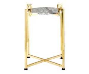 Orsina Versatile White Marble Side Table With Warm Gold Base, Durable Side Table By Couch, Elegant Lounge Table
