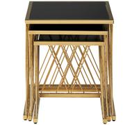 Orsina Verstile Set Of 3 Nesting Tables, Contemporary Design Side Tables, Elegant & Functional Square Tables in Gold Orsina Gold