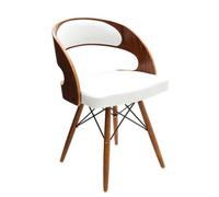 Orsina Vintage White Leather Effect Chair With Curved Back, Modern Comfortable Chair, Durable Luxury Chair