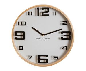 Orsina Vitus White Wood Large Numbers Wall Clock