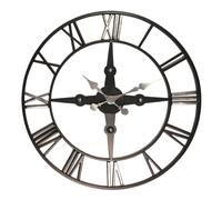 Orsina Wall Clock With Silver Roman Numerals, 59cm Analogue Clock With Black Rim, Stylish Wall Clock For Hallways Orsina Black