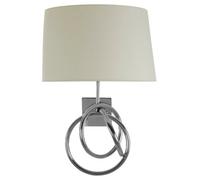 Orsina Wall Lamp With Interlinked Ring Design, High Gloss Nickel Finish With White Fabric Shade, Wall Light