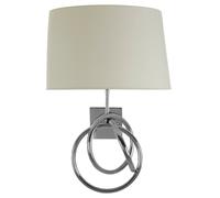 Orsina Wall Lamp With Interlinked Ring Design, High Gloss Nickel Finish With White Fabric Shade, Wall Light in Silver Orsina Silver