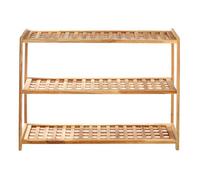 Premier Housewares 3-Tier Walnut Slatted Wooden Shoe Rack