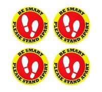 Orsina Warning Floor Sticker Be Smart Please Stand Apart Set Of 4