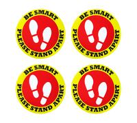 Orsina Warning Floor Sticker Be Smart Please Stand Apart Set of 4 Orsina Multicolor