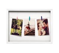 Orsina Washing Line White Plastic 3 Peg Photo Frame, Colorful Image Holder For Hallways, Decorative Accent Piece Orsina White