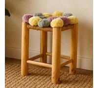 Orsina West Village Grey Beige And Pink Pom Pom Stool