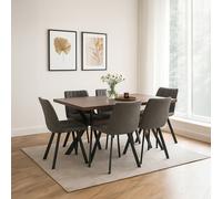 Orsina Westford 7pc Rectangular Dining set in Brown Orsina Brown