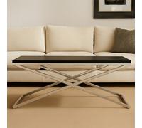 Orsina White And Black Coffee Table, Luxury Modern Rectangular Coffee Table, Wood Top Metal Frame Coffee Table