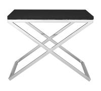 Orsina White And Black End Table, Modern Rectangular Side Table, Wood And Metal Side Table, Metal Bedside Table