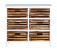 Orsina White And Natural 6 Drawer Chest, Contemporary Drawer Chest, 6 Drawers Unit, White 6 Drawer Chest Dresser