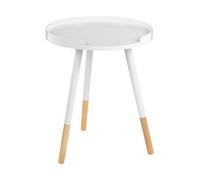White and Natural Round Side Table, Wooden Side Table, Natural Wood Side Table, White Wood Side Table