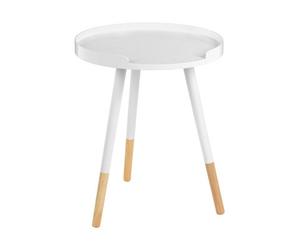 Orsina White And Natural Round Side Table, Wooden Side Table, Natural Wood Side Table, White Wood Side Table