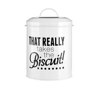 Premier Housewares 507479 Pun and Games Biscuit Canister, White 14 x 14 x 16 cm