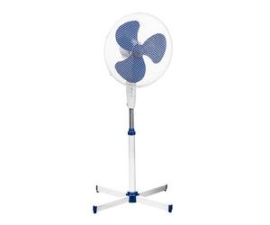 Orsina White & Blue Floor Standing Fan, Height Adjustable With Oscillating Head And 3 Speeds, Wide-Angle Airflow