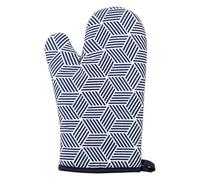 Orsina White & Blue Single Oven Glove, Quilted Heat-Resistant Design With Stylish Geometric Pattern