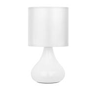 Orsina White Ceramic Table Lamp with EU Plug, Soft Fabric Drum Shade, Nordic Style Droplet Design Orsina White