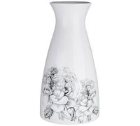 Orsina White Ceramic Vase With Black Floral Pattern, Large White Vase Big Accent, White Ceramic Display Vase Orsina White