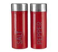 Orsina White Enamel Salt & Pepper Set, Durable Metal Shakers With Glossy Enamel Finish, Easy To Refill in Red Orsina Red