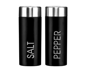 Orsina White Enamel Salt & Pepper Set, Durable Metal Shakers With Glossy Enamel Finish, Easy To Refill in Black Orsina Black