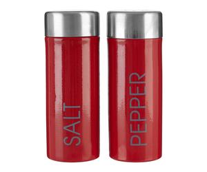 Orsina White Enamel Salt & Pepper Set, Durable Metal Shakers With Glossy Enamel Finish, Easy To Refill in Red Orsina Red