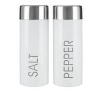 Orsina White Enamel Salt & Pepper Set, Durable Metal Shakers With Glossy Enamel Finish, Easy To Refill Orsina White