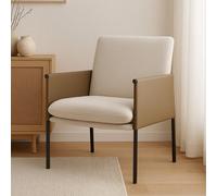Orsina White Fabric Dining Chair With Straight Legs, Fabric Upholstered Dining Room Chair, Accent Arm Chair