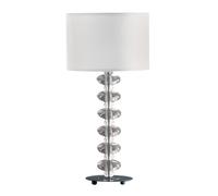 Orsina White Fabric Shade Lamp, Ceramic Base with Raised Bobble Design & Glossy White Finish, 40W E14 Bulb Orsina White