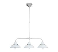 Orsina White Finish Chrome 3 Light Pendant Light, 3 Shaded Lamp With Screw Details, Retro Hanging Ceiling Fixture