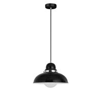 Orsina White Finish Pendant Light With Chrome Detail, Streamlined Hanging Lamp, Glossy Urban Ceiling Fixture in Black Orsina Black