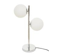 Orsina White Glass And Chrome Table Lamp, Twin Globe Modern Lamp With Sturdy Base, Sleek Chrome Finish Table Light