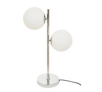 Orsina White Glass & Chrome Table Lamp, Twin Globe Modern Lamp With Sturdy Base, Sleek Chrome Finish Table Light in Silver Orsina Silver