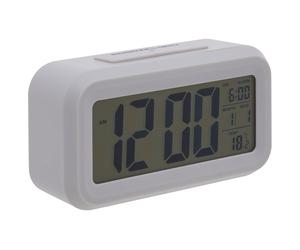 Orsina White LCD Digital Clock, Compact & Modern Display With Time, Date & Temperature, Battery-Operated With in Grey Orsina Grey