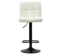 Orsina White Leather Effect Quilted Bar Stool, Quilted Design Bar Stool For Kitchen, Classic Modern Bar Stool