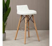 Interiors by Premier Leather Effect Seat Bar Stool, Comfortable Seating Faux Leather Bar Stool, Space-Saver Kitchen Stool Premier Housewares White One Size
