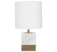 Interiors by PH White Marble Accent Lamp With Cream Shade, White