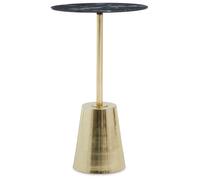 Orsina White Marble Effect Top Gold Base Side Table, Circular End Table For Modern Setup, Stylish Little Table Orsina Gold