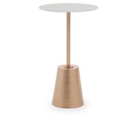 Orsina White Marble Effect Top Gold Base Side Table, Circular End Table For Modern Setup, Stylish Little Table Orsina White