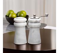 Orsina White Marble Salt & Pepper Set, Elegant Natural Marble Shakers with Chrome Accents, Durable & Hygienic Orsina White