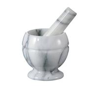 Mortar and Pestle White Marble Crush Grind Herbs Spices