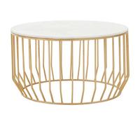 Orsina White Marble Top Coffee Table, Gold Finished Open Frame Marble Coffee Table, Hallway Console Table For Home